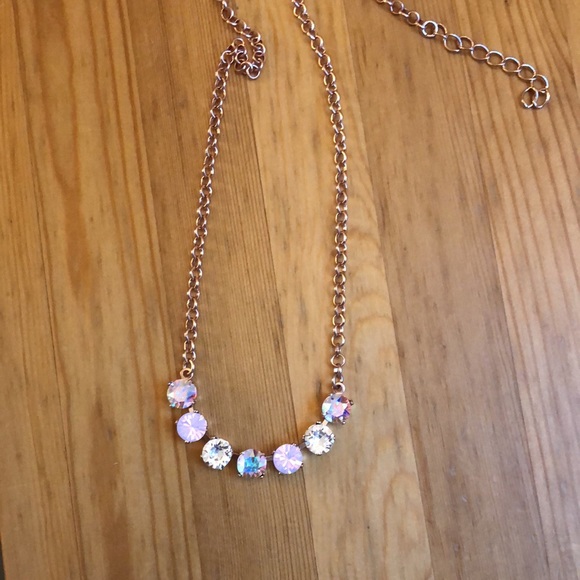 Aurora Borealis + Pink Opal Crystal Necklace - Picture 10 of 11